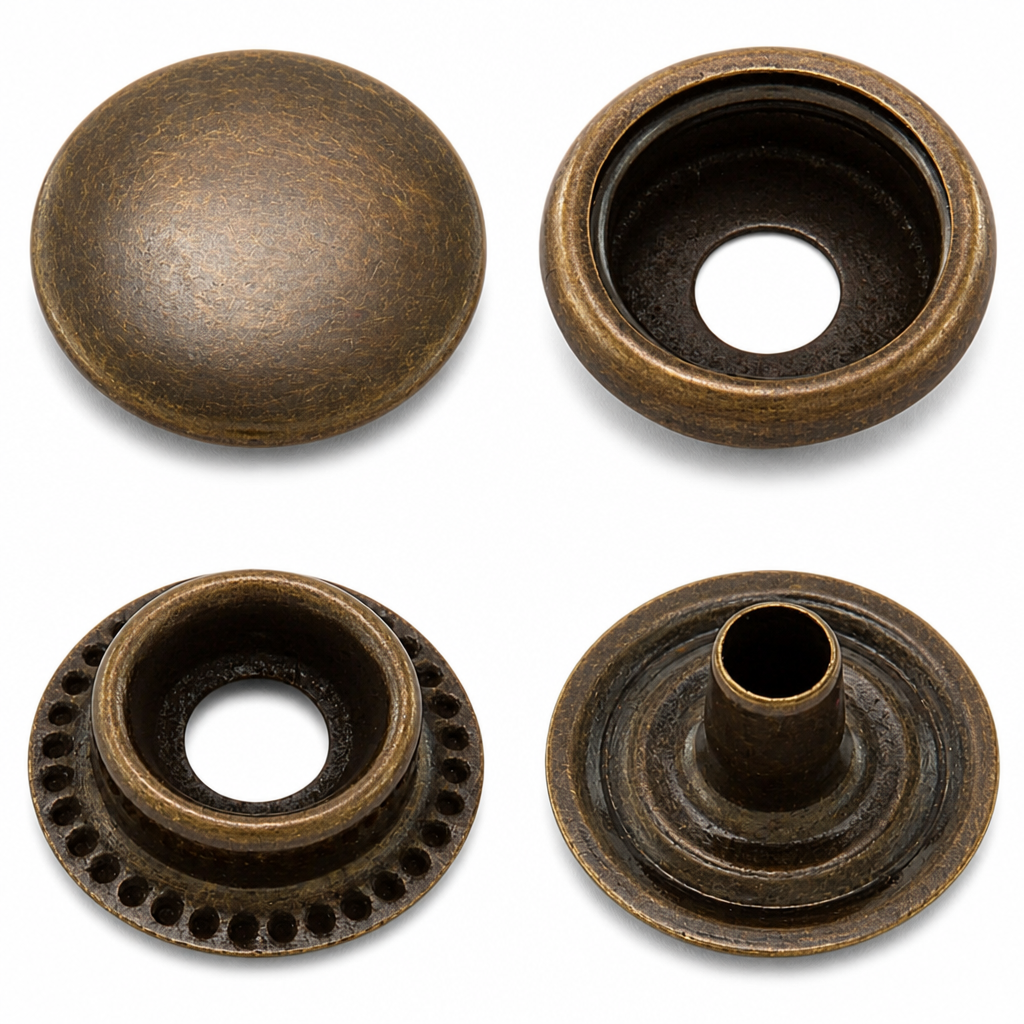 Druckknopf Ringfeder antik